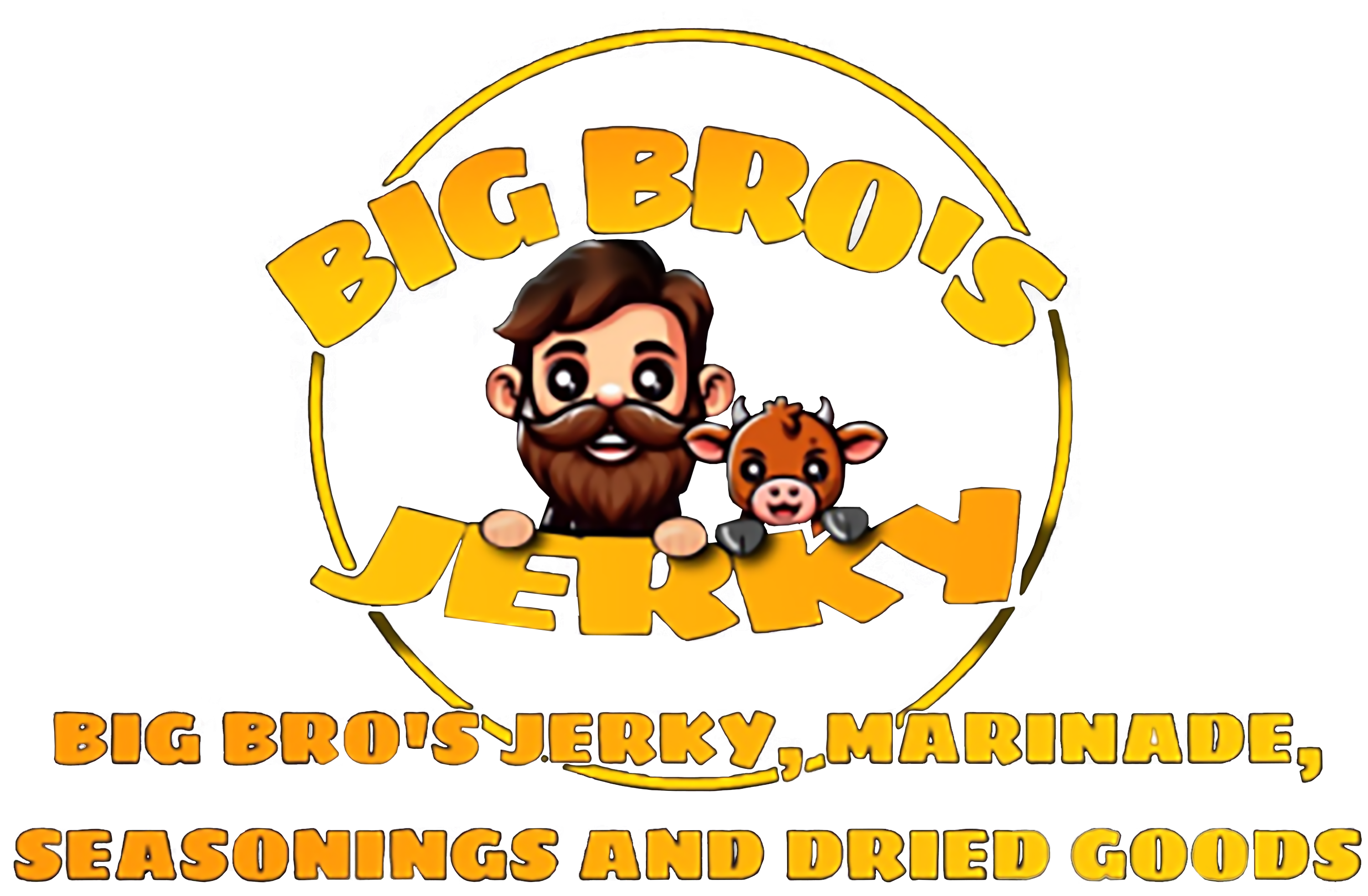 logo for Big Bro's Jerky. Picture of man and Pig smiling.
